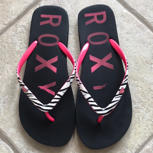 💗Roxy flip flops💗 neon and zebra 🦓